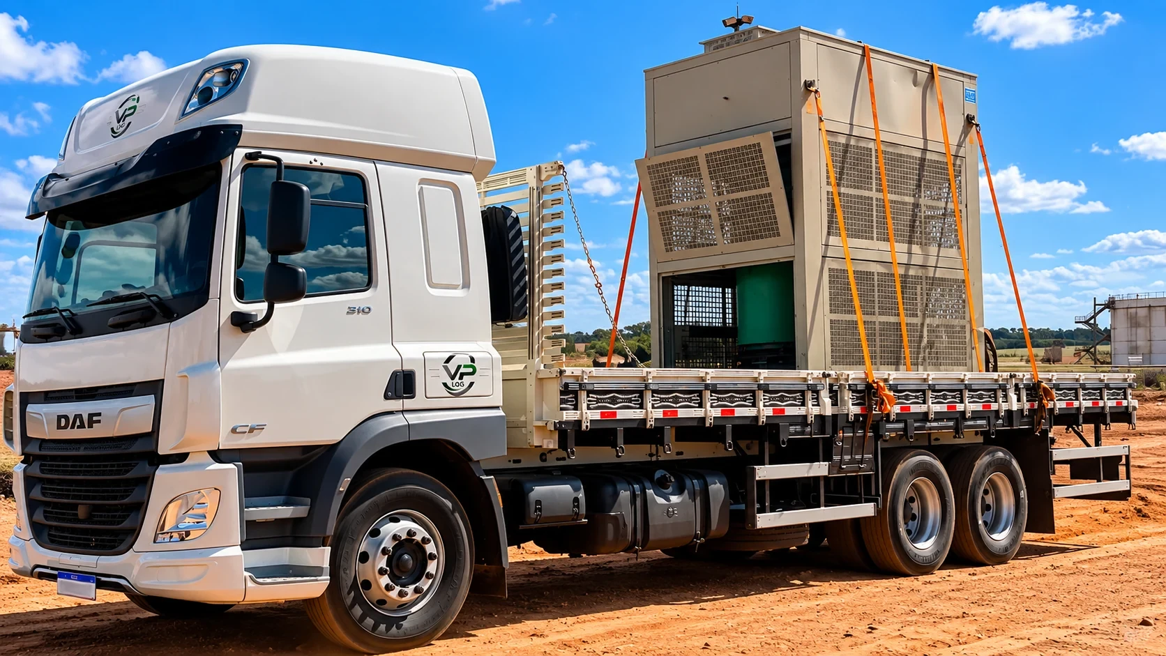 Caminhão bitruck da VP em uma operação de carga